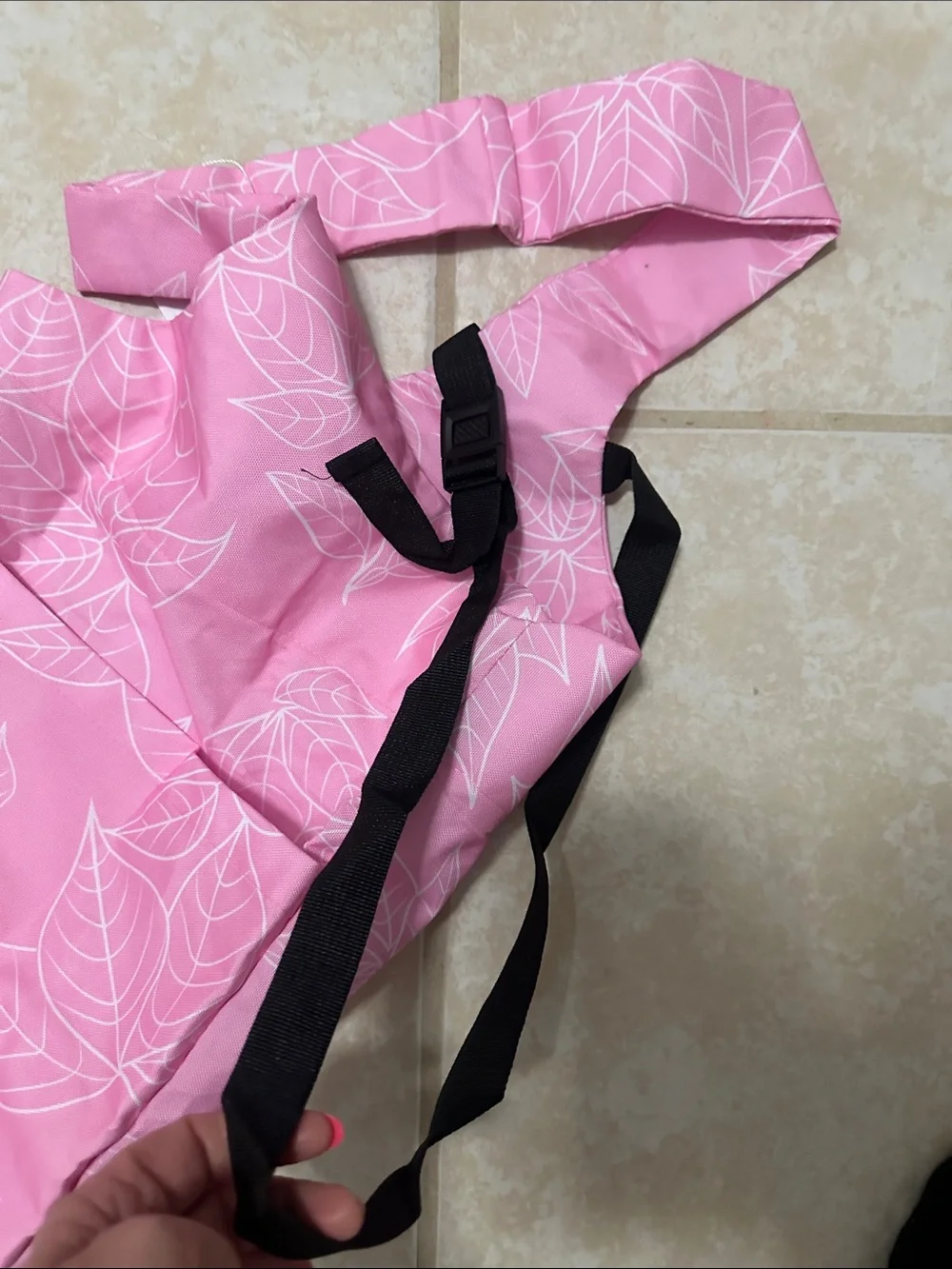 Pink with white Leaf-Print Yoga Mat Bag NWT